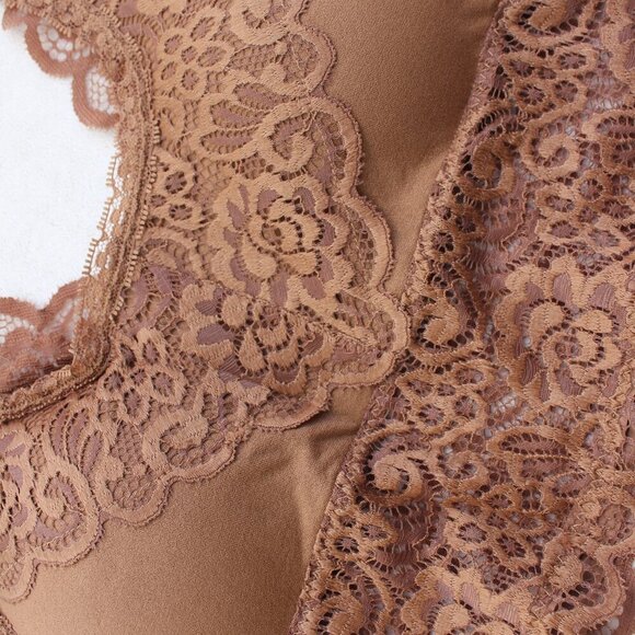 Zenana Camel Brown Seamless Stretch Lace  Bralette w/Removable Pads Bra Top S/M - Picture 8 of 16